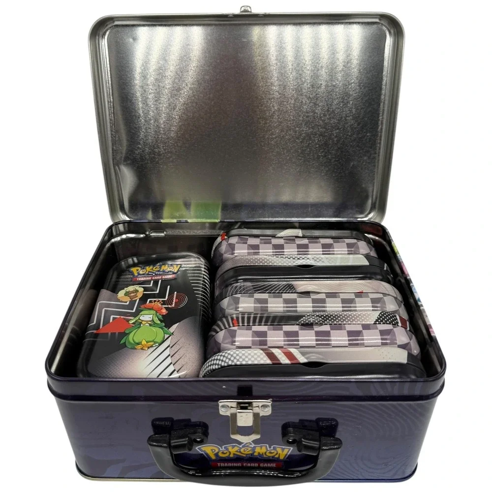 Pokemon TCG Collector Chest and 7 Unova Mini Tins Empty Storage Set Excellent